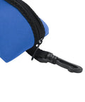 Close-up of blue Neoprene Dive Mask Storage Case Pouch with zipper and clip, compact pouch for goggles and sunglasses