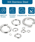 540 Piece Split Lock Washer Kit In M2 M2.5 M3 M4 M5 M6 M8 M10 M12 Sizes Pro Grade 304 Stainless Steel Rust Resistant For DIY Projects And Quick Fixes For All Your Repair Tasks, split lock washers