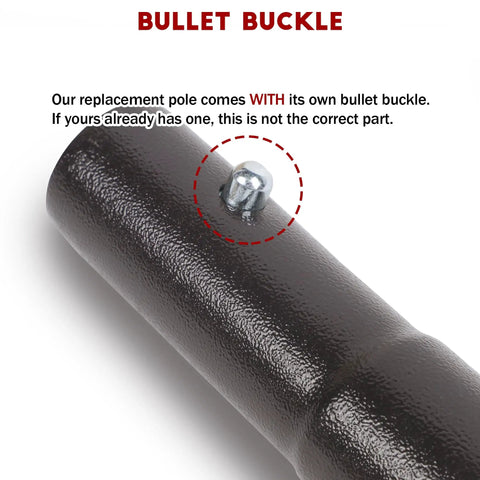 Close-up of bullet buckle on beefed-up iron construction, bronze finish pole for 45 Inch Patio Umbrella Replacement Lower Pole With Bullet Buckle