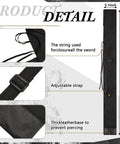 Long Sword Bag For Katana Carrying Case With Shoulder Strap Dope Ninja Sword Sheath, showing black cloth with leather base and adjustable strap.