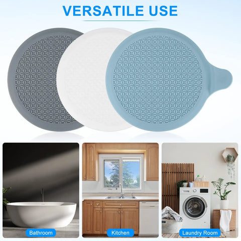 M METERXITY 2-Pack 5.9 in Silicone Tub Stopper, Bathtub Drain Stopper in gray, white, and blue colors for versatile use.