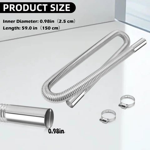 1 Inch Stainless Steel Exhaust Hose 59 Inch Flexible Exhaust Pipe With 2 Hose Clamps Heavy Duty Diesel Heater Exhaust Tubing