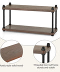 Rustic Wooden Coffee Station Organizer And Two Tier Mug Holder For Countertop Display with iron rod frame detail