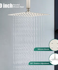 Ceiling Mount Shower Faucet Set With 12 Inch Square Fixed Shower Head And 2 In 1 Handheld Sprayer Brushed Nickel, water flow.