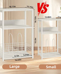 Large White Record Player Stand With 3 Tier 18 Inch Wide End Table For Vinyl Storage Up To 130 Albums Sturdy Industrial Style Turntable Table And Modern Side Table For Living Room Bedroom Or Office, large and small size comparison