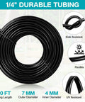 Close-up of 100 ft black tubing from Dope Outdoor Patio Water Mister Cooling System Kit with durable and flexible features.