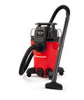Compact 4 Gallon Wet Dry Shop Vac With 3.5 Peak Hp Motor and Kickin Suction for garage cleanups in bold red finish.