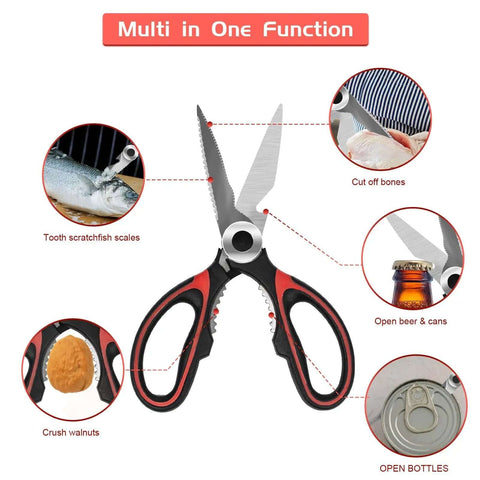 Heavy Duty Kitchen Scissors Set, Premium Sharp Kitchen Shears for food, fish, meat with 2.5mm stainless steel blades, bottle opener feature