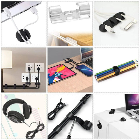 All In One Cable Management Kit For TV Office And Car With 4 Cord Sleeves 10 Pcs Wire Ties 36 Self Adhesive Cord Clips 2 Rolls Self Adhesive Cable Ties And 100 Nylon Ties in various use scenarios