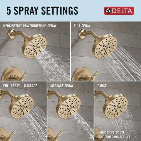 Premium Nicoli Bathtub And Shower Faucet Set Featuring Brushed Gold Valve Trim Kit And H2Okinetic Spray Tech For An Ultra Smooth No Drama Bathroom Refresh