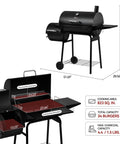 CC1830SC Charcoal Offset Grill Smoker With Cover 823 Square Inches Total Cooking Space Black Outdoor Grill With Open Lid Display