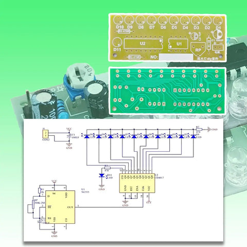 Dual Chip Soldering Kit For Electronics Beginner Noob Friendly Practice Set With NE555 Timer And CD4017 Decade Counter LED Chasing Lights