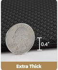 Close-up of 0.4-inch thick Anti Fatigue Kitchen Mat Set Of 2 Cushioned Foam Rubber Runner Mats, texture detail with coin for scale.