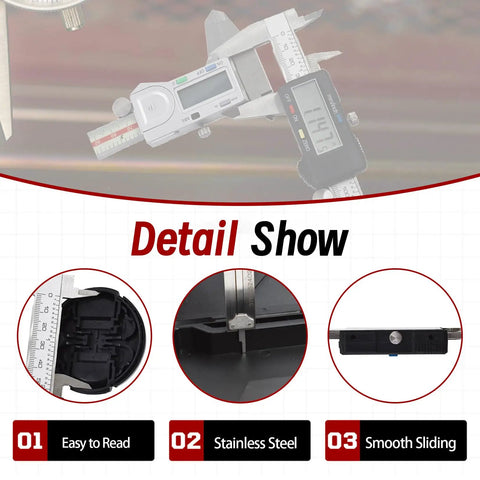 Electronic Digital Caliper With Stainless Steel Body And Large LCD Screen Measures 0 To 6 Inches And 0 To 150 mm Detail View