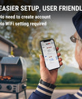 Person using Bluetooth Meat Thermometer With 450 Ft Range And 2 Probes For Grilling BBQ Oven Or Smoker Digital Wireless Thermometer app.