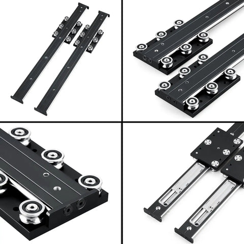 Heavy Duty Soft Close Drawer Slides With Bottom Mount Track Glides For Cabinets And Dressers, Quiet Smooth Action, Supports Up To 77 Lbs (35 Kg), Aluminum Alloy, Waterproof And Rust Resistant, Easy Install, black bottom-mount rails with rollers