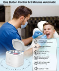 Dentist using 2-In-1 Ultrasonic Retainer And Jewelry Cleaner With 46KHz Deep Cleaning Power Portable Dental Cleaning Pod in clinic.