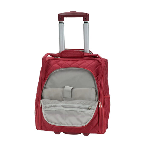 Underseat Carry On Luggage With Wheels Red Travel Friendly And Flight Ready With Large Main Compartment Fits Under Airplane Seats