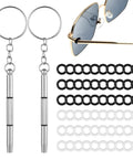 60 Pcs Eyeglass Hinge Tighteners And Repair Kit With 2 Screwdrivers Silicone Frame Grips For Loose Temple Arms Quick On The Go Eyewear Fix Durable Silicone Rings Easy Adjustments For Glasses featuring multi-tool screwdrivers and silicone rings