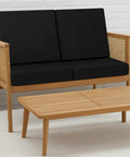 Black Waterproof Outdoor Chair Cushions Set Of 2 19 By 19 Inches on wooden patio furniture with matching coffee table.
