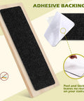 No Slip Carpet Stair Treads For Wooden Steps, 16 Piece 8 By 30 Inch Self Adhesive Stair Runners, Anti Slip Mats For Dogs Kids Elders, Quiet Durable Black showing adhesive backing being peeled.