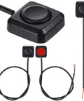 Four Pack Momentary Push Button Switches 12V 24V Surface Mount shown with cables and adhesive back for electronics projects