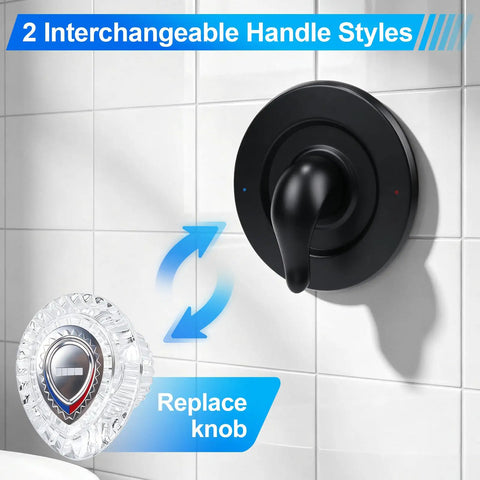 Upgrade Your Bathroom With This Sleek Matte Black Shower Handle Trim Kit Compatible With Moen T470 Chateau Tub And Shower Valve For A Total Makeover black handle on white tile, interchangeable styles