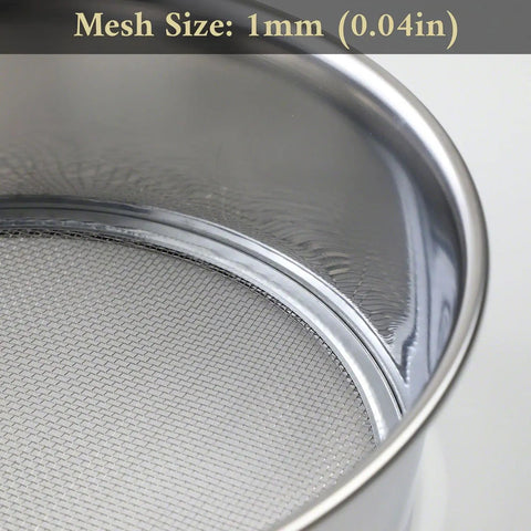 1mm mesh screen of 3-Piece Pro-Grade Soil Sieve Set For Bonsai And Garden Projects, 8.25 Inch Stainless Frame With Interchangeable Lids