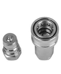 3/8 Inch Hydraulic Quick Connect Tractor Coupler ISO 7241 A Ball Valve Type With Two Dust Caps shown detached