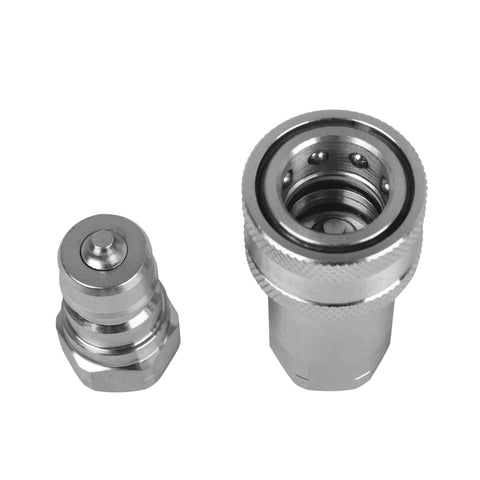 3/8 Inch Hydraulic Quick Connect Tractor Coupler ISO 7241 A Ball Valve Type With Two Dust Caps shown detached