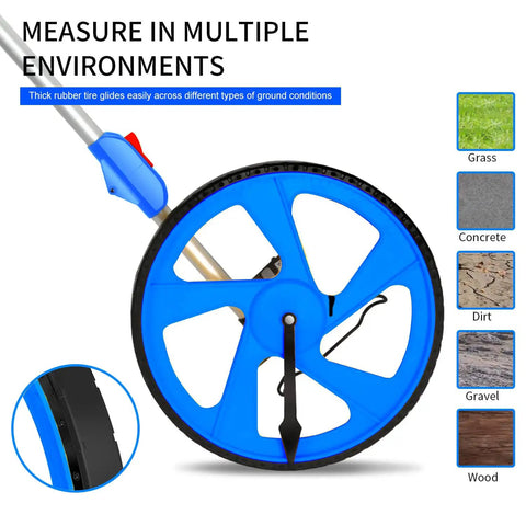 Rolling Tape Measure Wheel With 3 Section Collapsible Design One Key Reset Starting Point Arrow TPR Tires for varied surfaces