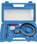 Built Like A Tank Pneumatic Die Grinder With 58000RPM High Speed Air Angle Motor complete accessory kit in blue case.