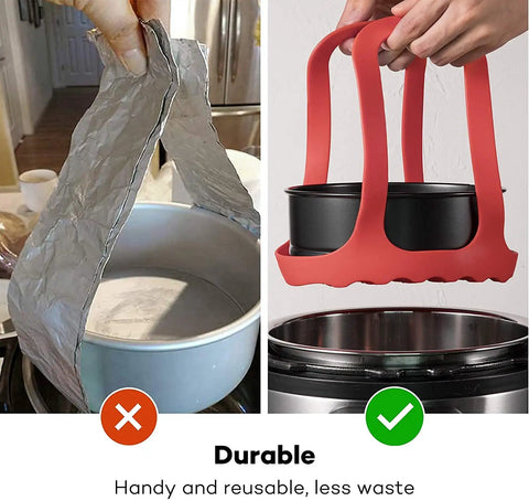 Comparison of improvised lifter with Silicone Sling Lifter Accessory For Instant Pot And Ninja Foodi Pressure Cookers