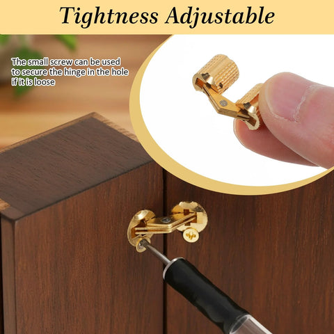 8 Pcs Solid Brass Barrel Hinges 18x8mm for Wooden Jewelry Boxes, Invisible Concealed 180 Degree Flush Mount Hardware Kit With Screws