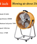 24 Inch Heavy Duty Industrial Floor Fan With Beefy Steel Housing Smooth Rolling Casters Hella Powerful Motor Blows Serious Cool Air Across Warehouses Shops And Commercial Spaces Adjustable Tilt Head on a sturdy stand.