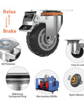 JMSEYOE 4-inch heavy-duty rubber caster wheels set of 4 with 2 fixed and 2 locking swivel brakes; 4400 lb max load