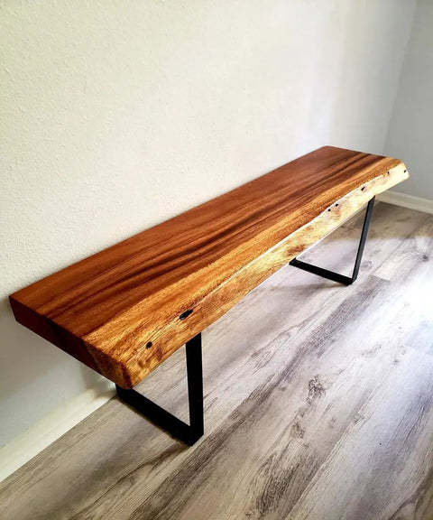 Wooden bench with 14 Inch U Shaped Solid Steel Table Legs 2 Pack Built Tough Black For Coffee Tables TV Stands Benches Desks And Furniture Makeovers Easy DIY Upgrade To Add Sturdiness And Modern Style.