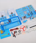 Electromagnetism Circuit Experiment Kit With Electromagnetic Starter Complete Physics Lab Box for Hands-On Science Projects laid out