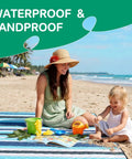Waterproof Beach Blanket For Picnics And Camping Extra Large Sandproof Outdoor Rug with child playing on sand at beach