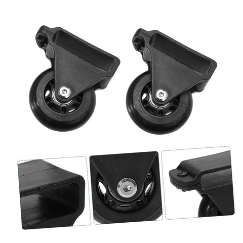 Make Moving Gear A Breeze With These Two Heavy Duty Retractable Ladder Wheels Featuring Swivel Caster Castors For Snappy Easy Roll Smooth Stair Handling Workshop Kit. Close-up of black rubber ladder caster wheels.