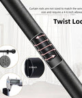 Heavy Duty 5/8 Inch Curtain Rod Set 28-44 Inch Splicing Rod With Brackets In Black Rustic Finish and twist lock feature shown