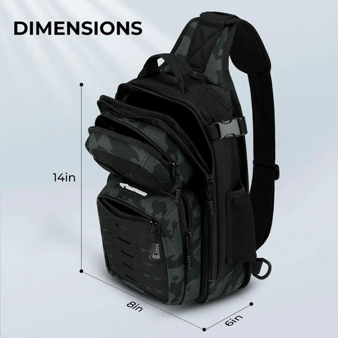 BlowBak Tactical Sling Tackle Bag Lightweight Fishing Backpack dimensions 14x8x6 inches