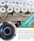 Plastic Santoprene Swivel Seal Kit Easy Install Half Inch PEX For RV Water Lines Includes 10 Gasket Cones Fits PEX Fittings And Swivel Connectors Replacement Washer For RV Plumbing, white seals with RV use