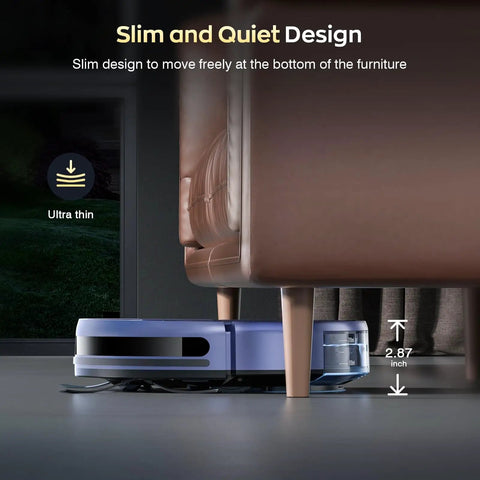 2 In 1 Robot Vacuum And Mop With WiFi And App Control, Ultra Slim Quiet Cleaner for Hard Floors and Pet Hair under couch