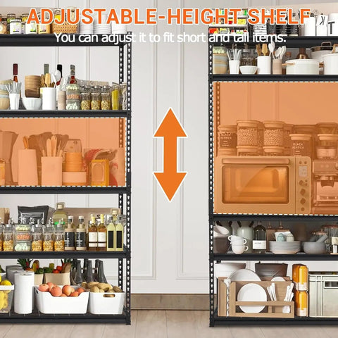 Beefy 5 Tier Garage Shelving Unit With 2500 Lbs Capacity, Heavy Duty Metal Storage Racks For Garage Basement And Workshop, 48 Inch L By 24 Inch D By 72 Inch H, Adjustable Utility Shelving For Maximum Organization in kitchen storage view