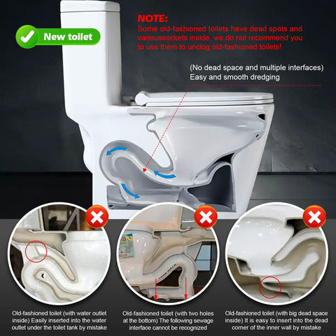 51 Inch Toilet Auger Snake With Four Claw Grabber For Toilets And Drains, Flexible Clog Remover Fits 1.6 Inch Or Larger Pipes, Surface Safe Design For Quick Unclogging
