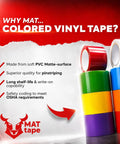 Top Shelf Yellow Vinyl Marking Tape 4 Inch By 36 Feet Heavy Duty Safety Floor Tape For Warehouses And Gyms displayed in colorful rolls.