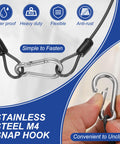 Tough As Nails Security Steel Cable With Snap Hook 3 Point 3 Feet PVC Coated Double Loop Wire Rope Lock, flexible and waterproof.