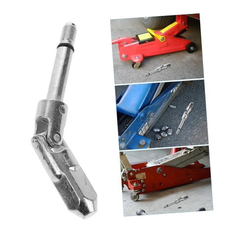 Heavy Duty Steel Universal Jack Head Adapter 16mm Square Shaft Joint Replacement for Slick Floor and Trailer Lifts shown at various angles.