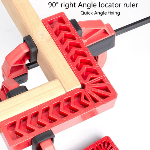 Four Inch 90 Degree Angle Finder Square With Easy To Read Double Sided Scale positioned on wood for precise alignment.